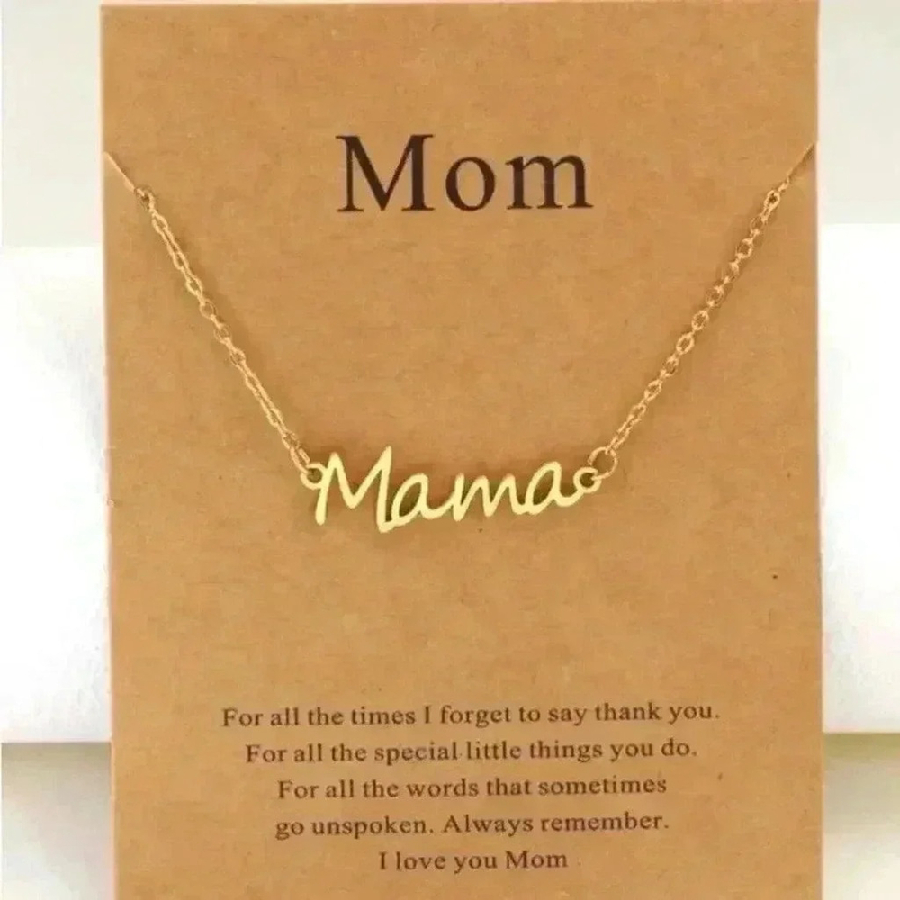 💫Mothers Day Necklace Yellow Gold Mama Charm